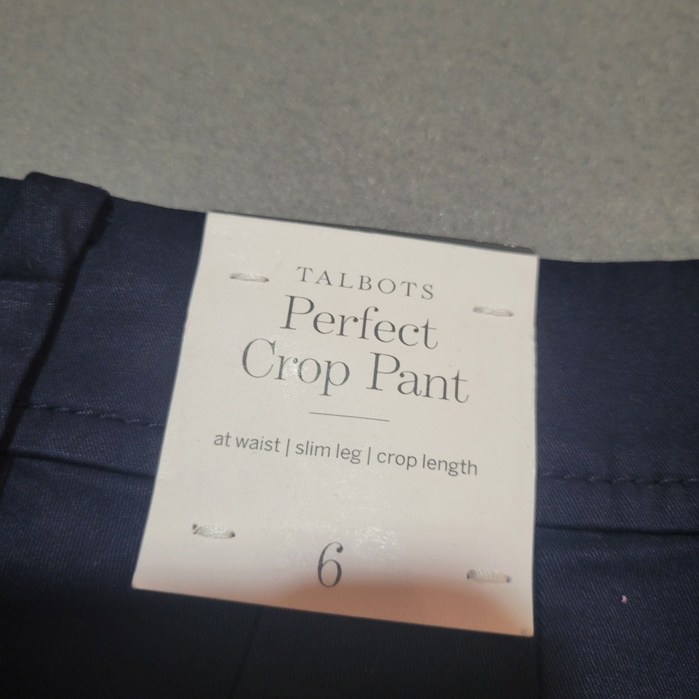 Talbots Perfect Crop Pant Navy Blue Slim Leg Mid Rise Size 6 NEW - Picture 5 of 10